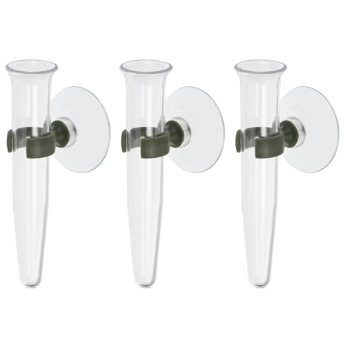 PATIKIL Floral Water Tubes with Suction Cup, 3 Pcs 0.6" ID 4" Plastic Wall Hanging Vase for Plants Flower Arrangement, Clear