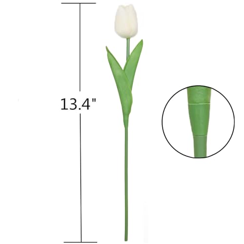 PU Real Touch Tulips Artificial Flowers 30Pcs Fake Flowers Arrangement Bouquet for Home Office Wedding Decoration (White) - color: White 30pcs