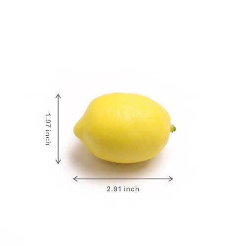 12PCS Artificial Lemons Fake Fruit Realistic Simulation Lemon Decor for Kitchen Counter Table Centerpiece, Thanksgiving Christmas Home Decoration, DIY Craft Filler for Glass Jar Vase - color: 12pcs Yellow Lemon