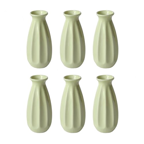 6-Pack Simple Vase Set for Flowers Plants, Small Cute Flower Vase for Modern Table Shelf Home Decor Wedding Boho Decor, Farmhouse - color: 6pc-stjh-green