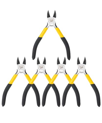 Mr. Pen- 5" Wire Cutters Bulk, 5 Pack, Precision Cutting Pliers | Ultra Sharp Wire Snips Wire Clippers, Diagonal Cutting Pliers for Jewelry Making Crafting, Wire Cutters Set - color: Yellow, Spring-loaded, size: 5 inch, 5 Pack