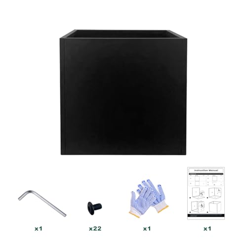 Galvanized Steel Black Planter Box Square 28 in Metal Large Planter Box Outdoor Indoor Huge Cube Heavy Duty Planter Modern Commercial Residential for Plants, Patio, Yard, Garden - color: Black, size: 28" L x 28" W x 28" H
