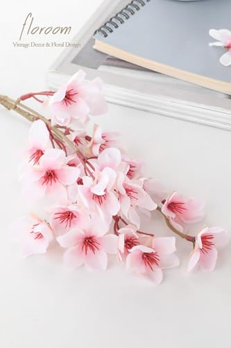 Floroom 6pcs Artificial Cherry Blossom Branches Pink Faux Silk Flowers Fake Bouquets for Home Wedding Bedroom Japanese Style Decor DIY Table Centerpieces Spring Decorations & Floral Arrangements