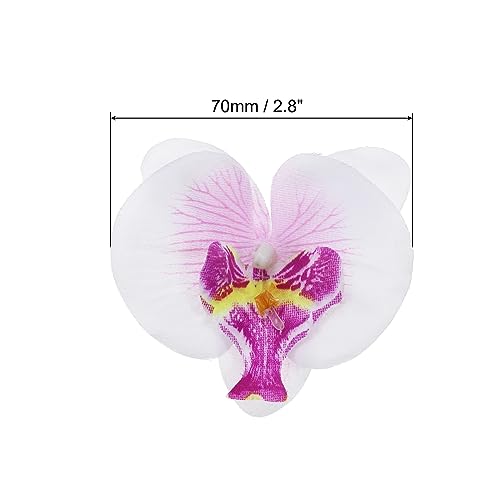 PATIKIL 2.8" Artificial Orchid Flower Heads, 80 Pack Silk Phalaenopsis Fake Butterfly Orchid Heads for Wedding Floral Bouquet Decor DIY Craft Making, White Purple