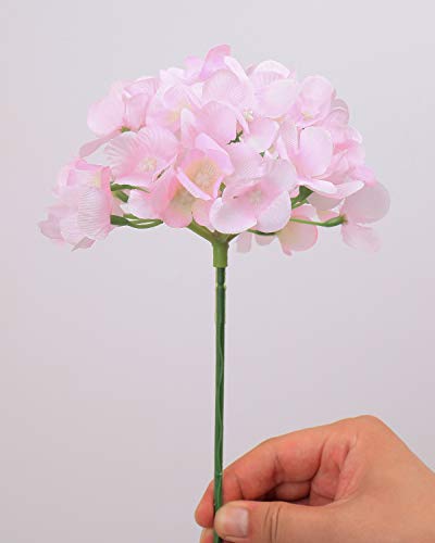10PCS Silk Hydrangea Heads with Stems Artificial Flowers for Wedding Party Home Decor (Pink 2#) - color: Pink 2#