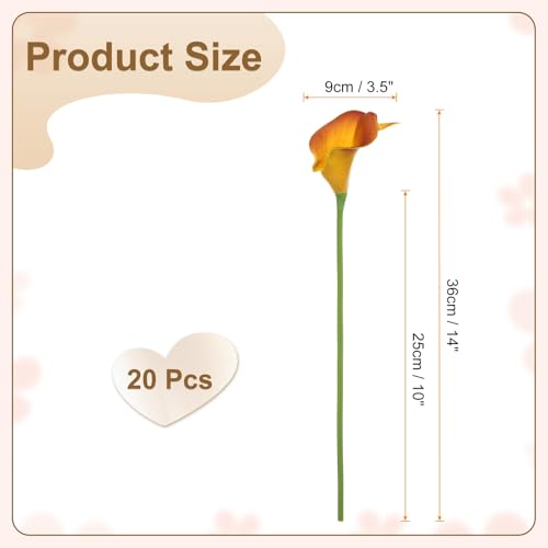 HARFINGTON 20pcs Artificial Calla Lily Fake Silk Flowers Bouquet Real Touch for Home Garden Wedding Party Decoration, Gold Tone - color: Gold Tone