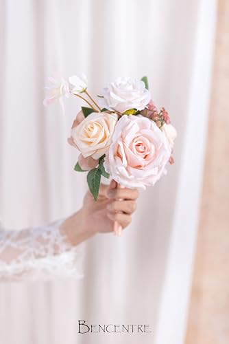 Blush Pink Wedding Centerpieces Flowers Mini Bridesmaid Bouquets Set of 6 Pre-Made Wedding Flowers for Tables Artificial Flowers - color: Blush Pink