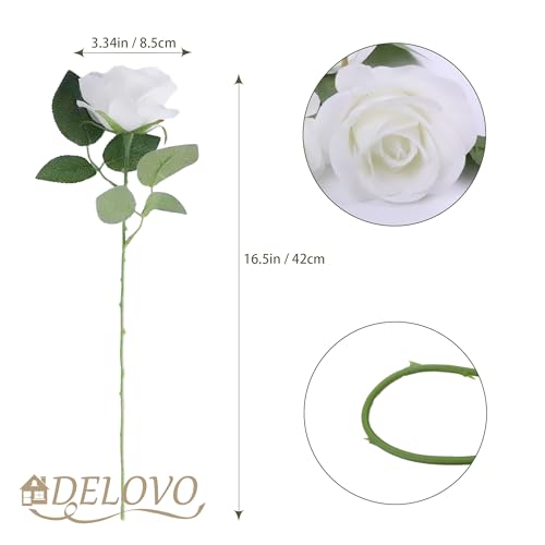 52pcs Ivory Roses Artificial Flowers Ivory White Roses Fake Flowers Silk Roses with Stems for DIY Wedding Bouquets Bridal Shower Centerpieces Arrangements Party Decorations - color: Ivory