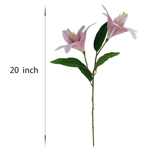 Artificial Purple Lilies Flowers,10Pcs Faux Lily Flower,20''Tiger Lily Branch with 2 Full Blooms , Faux Fake Lilies Plants for Wedding Bouquet Home Party Indoor Floral Arrangements (10, purple) - color: Purple