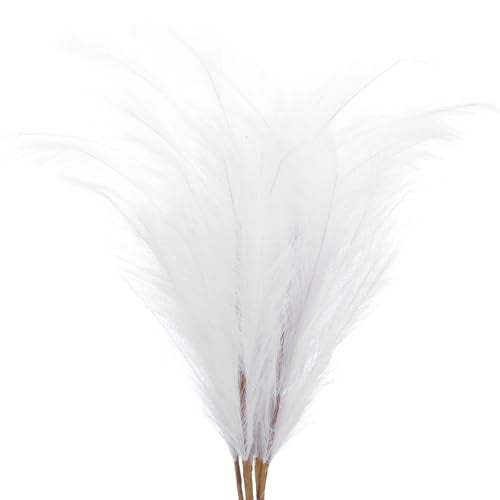 PATIKIL 37.8in Tall Pampas Grass Decor, 7pcs Large Artificial Pampas Grass Bulk Long Fluffy Faux Pampas Grass Dried for Home Boho Decor Vase Wedding Wall Ground, White - color: White