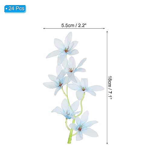 PATIKIL 7 Inch Artificial Orchid Flower, 24 Pcs Floating Candles Simulation Flower Cylinder Vase Fillers for Home Wedding Decoration, Blue - color: Blue