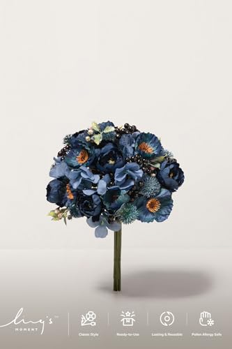Ling's moment Artificial Greenery Stems Box Set, Faux Greenery Picks for DIY Bridal Bouquets Wedding Floral Arrangement Table Centerpieces, Dutch Blue & Navy Blue & Royal Blue - color: Filler Flower Combo- Dutch Blue & Navy Blue & Royal Blue