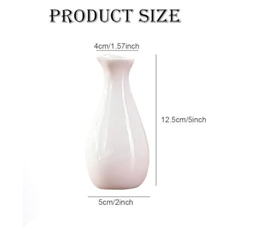 Small Ceramic Bud Vase Flower Single Stem Vase Mini Decorative Floral Holder for Home Decor Centerpiece Wedding Party Table (White) - color: White