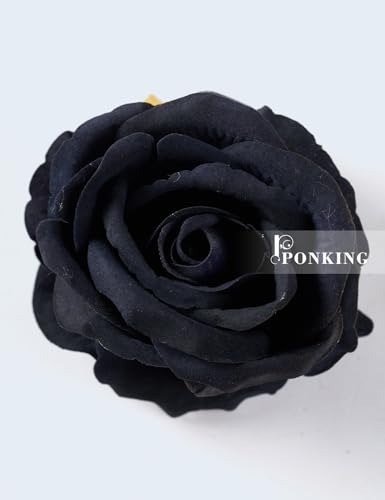 PONKING 3.5"(9cm) Rose Artificial Flower 12pcs Realistic Faux Silk Roses Fake Flowers Bouquets Arrangements Decor for Wedding Mother's Day, Home Table Christmas Valentine Decorations, Black Flower - color: D 12pcs Black Rose