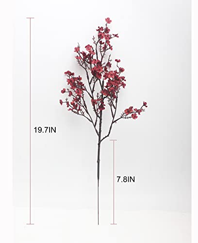 Babys Breath Silk Artificial Flowers Bulk 20pcs for Fall Decor Fake flower bouquet Bulk for Home Kitchen Indoor Bouquet Floral Arrangement Table Centerpieces Party Decor(Burgundy Red 20pcs) - color: Burgundy Than Red, size: 20 Bundles