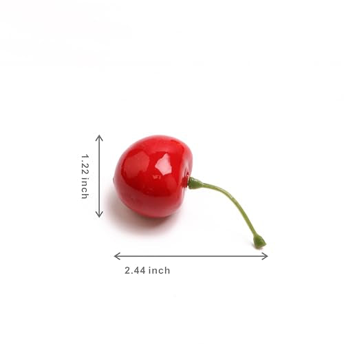 50PCS Lifelike Artificial Red Cherries-Decorated with Small Fake Fruits, Used for Cake Ingredients, Food Display, Handicrafts and Central Decoration-are Vibrant and Reusable - color: Red Cherry