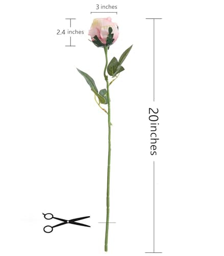 12 Pcs Light Pink Roses Artificial Flowers -20" Silk Roses Bouquet,Fake Roses Long Stem for Arrangement Wedding Centerpiece Mother's Day Home Office Party Decor - color: Light Pink