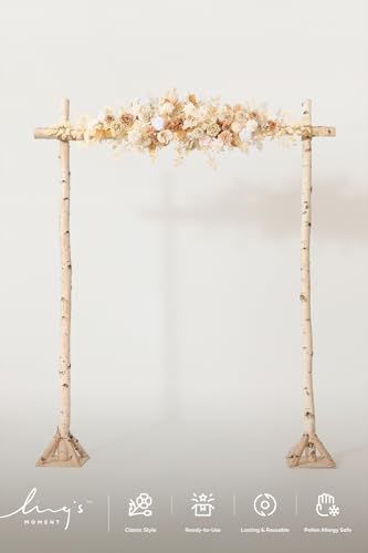 Ling's moment Wedding Arch Flowers - 6.5FT Floral Garland for Ceremony Arbor Backdrop Decoration - Artificial Rose Floral Swag for Sweetheart Table Birthday Party, Baby Shower, Beige Brown - color: Brn-beige & Sage
