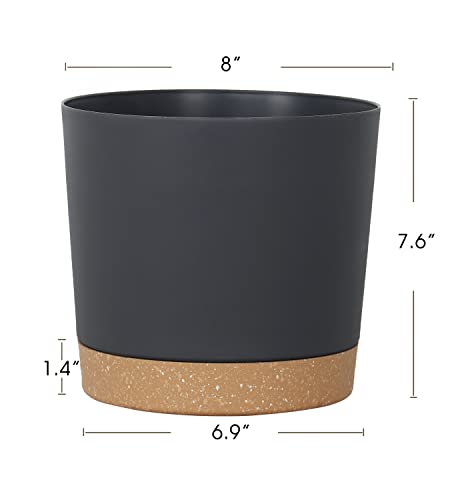 kubvici Plant Pots for Indoor Plants, 2 Pack 8 Inch Plastic Flower Pot Planters with Drainage Saucer for Indoor Outdoor Garden Home (8” Black) - color: Black, size: 8 inch