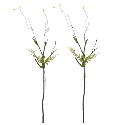 2Pcs 100cm/39in Artificial Cherry Blossom Trees Branches Natural Garland Wood Twigs Bendable Vine Trunk Silk Plants with Moss for Wall Hanging Photo Home Room Garden Reptile Decoration - size: 39 INCH