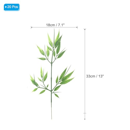 PATIKIL 13" Artificial Bamboo Leaves, 20Pcs Faux Bamboo Leaves Fake Greenery Leaf for Home Hotel Office Decoration, Green