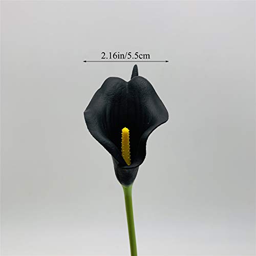 Crafjie 22pcs 13.4 Inch Black Lataex Real Touch Artificial Calla Lily Flowers, for Home Decor for Spring Flowers, Home Kitchen, Wedding Decorations, and centerpieces. - color: Black