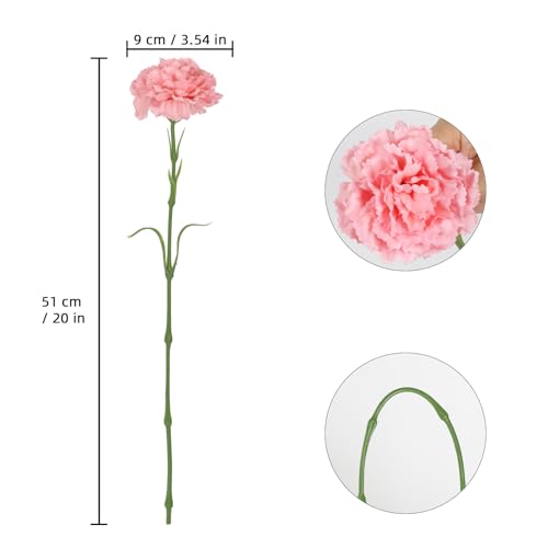 IPOPU Pink Carnations Artificial Flowers,6PCS Real Touch Faux Flowers 20'' Artificial Silk Carnations with Stems for Wedding Bouquet Party Table Centerpieces Home Decor (Pink) - color: Pink