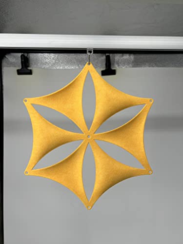 12 Pcs 3D Flower Venus Hanging Room Divider Panel, 14"x12" Screen Panels High Density Polyester Fiber Board Cut Room Partition Home Decoration (Gold) - color: Gold