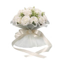 LEIFENY Wedding Bouquets for Bride, Ivory White Bridal Bridesmaid Wedding Flowers, Artificial Toss Rose with Silk Ribbon for Civil Ceremony