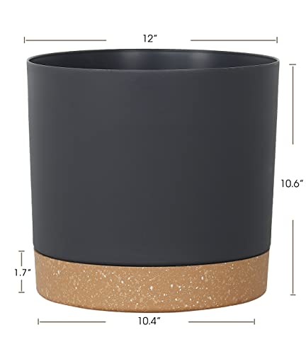 kubvici Plant Pots for Indoor Plants, 2 Pack 12 Inch Pots for Plants, Lightweight Large Planters for Indoor Outdoor, Big Plastic Black Pot Flower Pot with Drainage (12” Black) - color: Black, size: 12 Inch