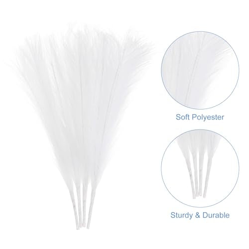 uxcell 4pcs Faux Pampas Grass 17 Inch 6 Stem Artificial Fake Dried Pampas Grass Decor for Floor Vase Filler, Wedding Decoration, Home Decoration, White - color: Maple Red