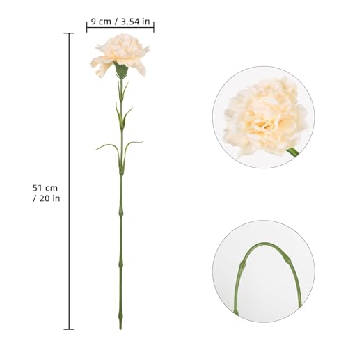 IPOPU Champagne Carnations Artificial Flowers,6PCS Real Touch Fake Carnations 20'' Long Stem Faux Flowers for Tall Vases Home Wedding Party Table Centerpieces Decor (Champagne) - color: Champagne