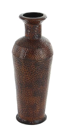 Deco 79 Metal Decorative Vase Indoor Outdoor Tall Floor Bottleneck Centerpiece Vases with Bubble Texture and Studs, Set of 3 Flower Vases for Home Decoration 50", 35", 26"H, Dark Brown - color: Dark Brown, size: 50", 35", 26"H
