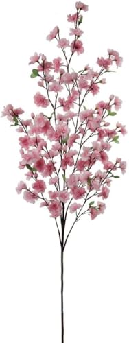 Larksilk Dark Pink Cherry Blossom Branches, Single 52in Silk Sakura | One tall 52in dark pink cherry blossom (sakura) branch in silk for floor vases, arches & weddings; bendable