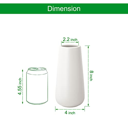 D'vine Dev 8 Inch Ceramic Flower Vase Textured Finishing, Minimalist Design for Kitchen, Bedroom, Living Room, Centerpieces, Office, Ivory, VS-XH-A-1 - color: Ivory, size: 8 Inch