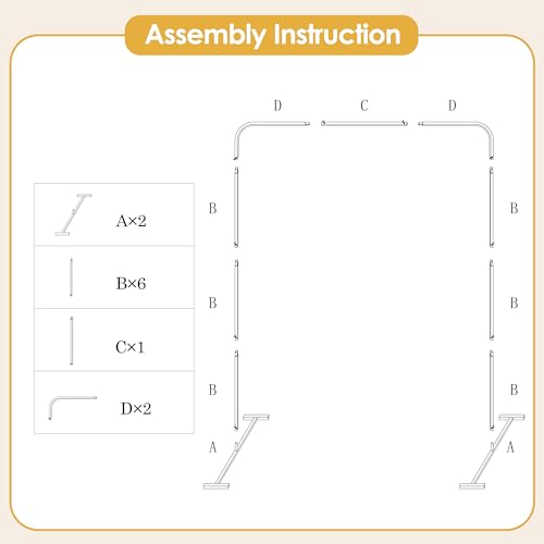 5.2 * 6.56 FT Metal Backdrop Frame Stand, Wedding Decor Flower Arbor Stand, Balloon Arch Backdrop, Golden - size: Single Arched