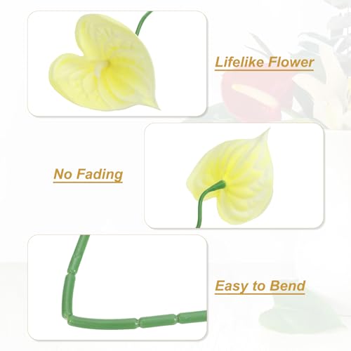 PATIKIL 13" Artificial Anthurium Lily Flowers, 10 Pack Permanent Flower Floral Arrangements Bouquet for Home Decor Bridal Wedding Festival Party, Light Yellow - color: Light Yellow