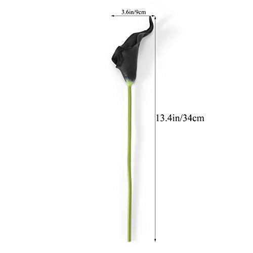 Crafjie 22pcs 13.4 Inch Black Lataex Real Touch Artificial Calla Lily Flowers, for Home Decor for Spring Flowers, Home Kitchen, Wedding Decorations, and centerpieces. - color: Black