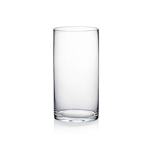 WGV Cylinder Vase, Diameter 5", Height 10", Clear Glass Floral Planter Container, Floating Candle Holder for Wedding Party Event Home Office Decor, 1 Piece - size: 5"x10"H CL