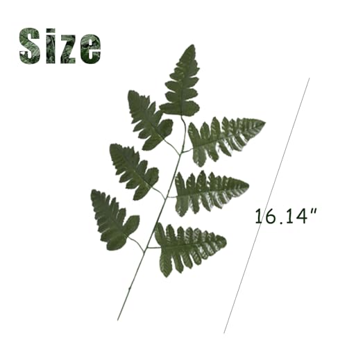 24PCS Artificial Silk Green Fern Leaves Realistic Cemetery Flowers & Leaf Picks for for Cemetery, Grave, Headstone, Wedding & Home Décor