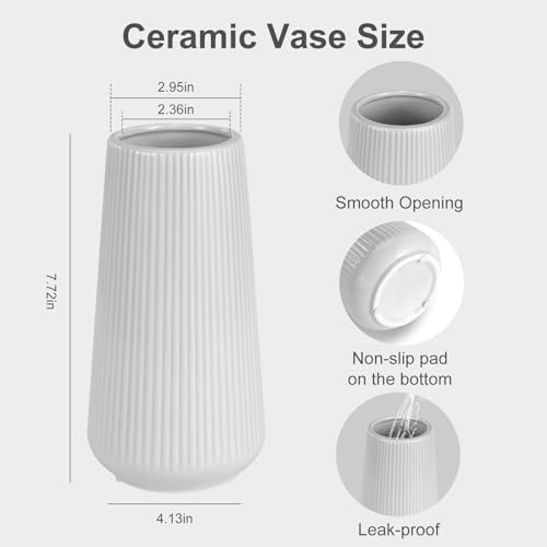 Grey Ceramic Vase, GUKJOB Small Cute Flower Vase for Pampas Grass, Home, Living Room, Dining Table, Farmhouse, Office Decor, Bedroom, Table, and Kitchen Shelf (Grey) - color: Small Gray
