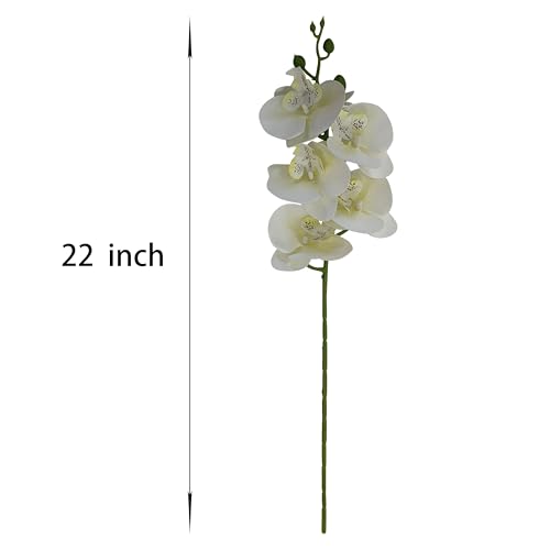 ATFL 6 Pack Ivory Orchid Artificial Flowers Real Touch, 23'' Artificial Fake Faux Silk Orchid Stem Bouquets for Wedding Party Home Garden Decor,Orquideas Artificiales para Decora (6, Ivory) - color: Ivory