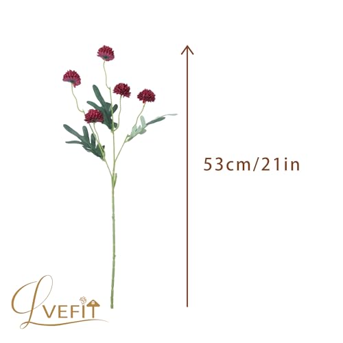 LVEFIT 10 Pcs Burgundy Kiku Flower Fake Mums Long Stem Flowers,Faux Kiku Flower Bulk,Silk Flowers Mini Chrysanthemum Floral Arrangements,Artificial Flowers Chrysanth Mini Fake Flower - color: Burgundy