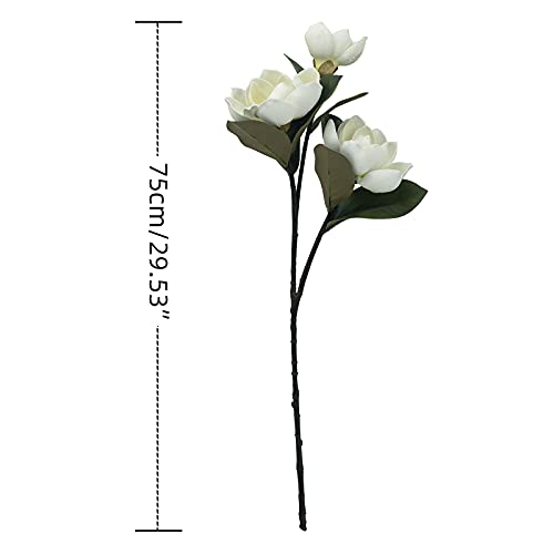 MINYULUA 3Pcs Artificial Magnolia Flowers - 29.5" Long White Magnolia Stem Flower, Faux Wedding Flower Bouquet Vase Floral Arrangement for Table Centerpiece Wedding Holidays Party Home Decor - color: White