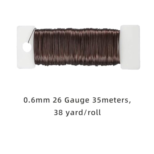 114 Yards 26-Gauge Coffee Floral Metal Wire: Flexible Paddle Wire for Flower Arrangements, Crafts, Christmas Wreaths, Trees & Garlands - color: coffee, size: 26