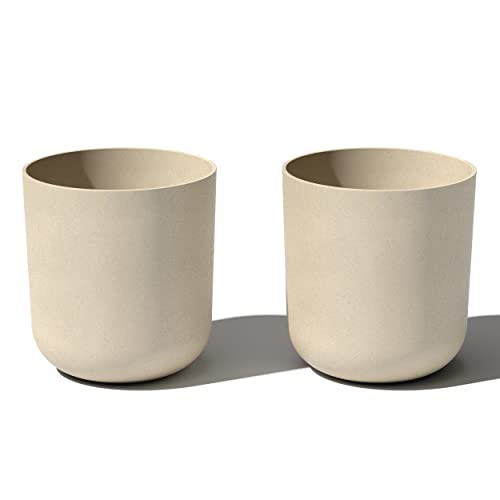 Veradek Round Lima Plastic Planter Pots for Indoor/Outdoor Garden Use, Sand Color, 5 Year Warranty - color: Sand, size: 20 inches - 2 Pack