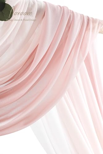 Floroom Arch Flowers with Drapes Kit (Pack of 4) - 2pcs Artificial Dusty Rose & Navy Blue Floral Swag Arrangement with 2pcs Draping Fabric for Wedding Ceremony Arbor and Reception Backdrop Decoration - color: Dusty Rose & Navy