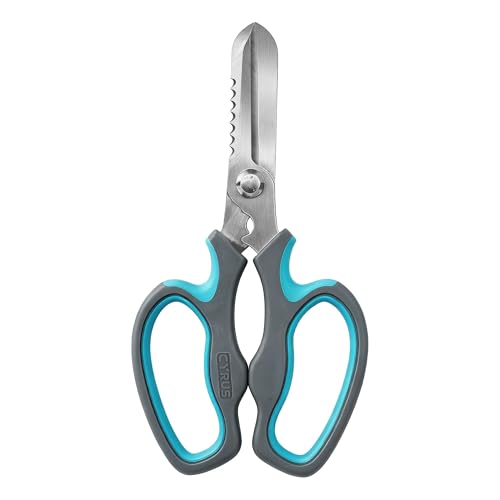 CYRUS Serrated Pruners Flower Scissors Floral Shears for Cutting Flowers,Garden Shears with Integrated Stab Remover,Florist Cutters Rose Snips,Blue - style: Blue2