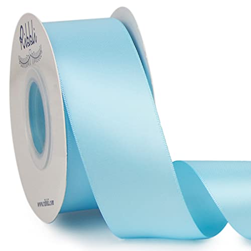 Ribbli Light Blue Baby Blue Double Faced Satin Ribbon,1-1/2” x Continuous 25 Yards,Use for Bows Bouquet,Gift Wrapping,Wedding,Floral Arrangement - color: Blue Light, size: 1-1/2 inch