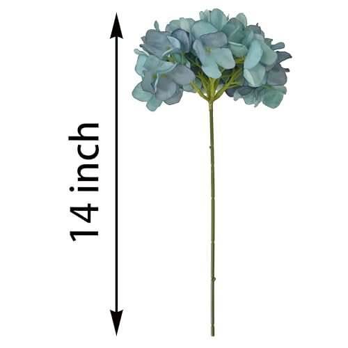 7.1'' Blue Hydrangea Artificial Flowers,10Pcs Artificial Silk Hydrangea Heads,81 Petals Faux Hydrangea Flowers Heads with Stems for Home Wedding Baby Shower Decor(Blue) - color: Blue
